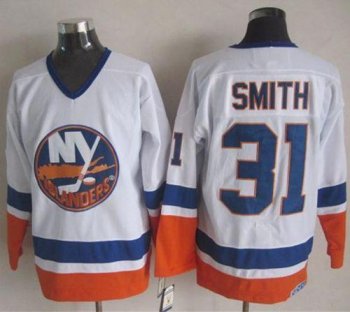 New York Islanders #31 Billy Smith White CCM Throwback Stitched NHL Jersey