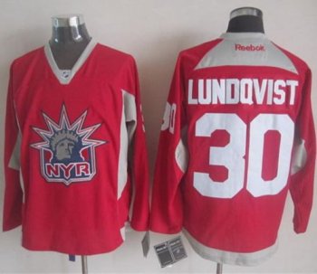 New York Rangers #30 Henrik Lundqvist Red Statue of Liberty Practice Stitched NHL Jersey