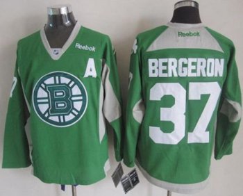 Boston Bruins #37 Patrice Bergeron Green St. Patrick's Day Practice Stitched NHL Jersey