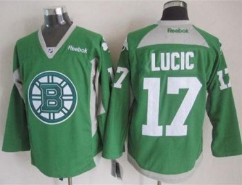 Boston Bruins #17 Milan Lucic Green St. Patrick's Day Practice Stitched NHL Jersey