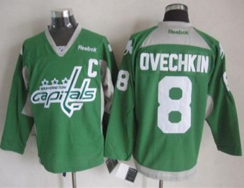 Washington Capitals #8 Alex Ovechkin Green St. Patrick's Day Practice Stitched NHL Jersey