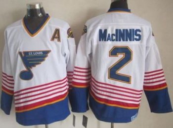 St. Louis Blues #2 Al MacInnis White Light Blue CCM Throwback Stitched NHL Jersey