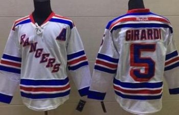 New York Rangers #5 Dan Girardi White Stitched NHL Jersey