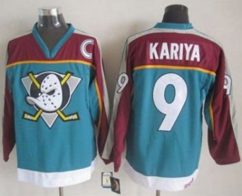 Anaheim Ducks #9 Paul Kariya Red Turquoise CCM Throwback Stitched NHL Jersey