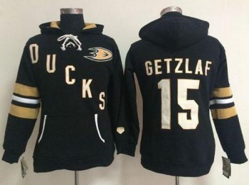 Women's Anaheim Ducks #15 Ryan Getzlaf Black Old Time Heidi NHL Hoodie