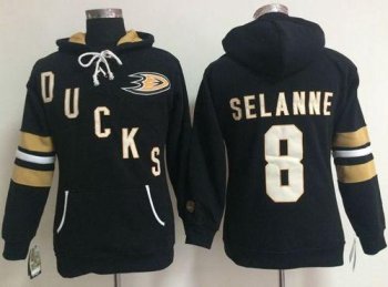 Women's Anaheim Ducks #8 Teemu Selanne Black Old Time Heidi NHL Hoodie