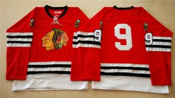 Chicago Blackhawks #9 Bobby Hull Red Mitchell And Ness 1960-61 Stitched NHL Jersey