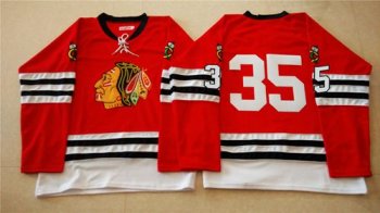 Chicago Blackhawks #35 Tony Esposito Red Mitchell And Ness 1960-61 Stitched NHL Jersey