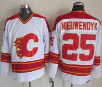 Calgary Flames #25 Joe Nieuwendyk White CCM Throwback Stitched NHL Jersey