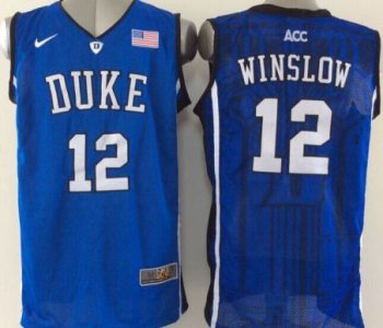 Duke Blue Devils #12 Justise Winslow Blue Basketball Stitched NCAA Jersey