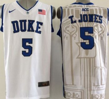 Duke Blue Devils #5 Tyus Jones White Basketball Stitched NCAA Jersey