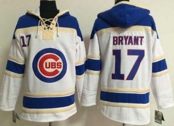 Chicago Cubs #17 Kris Bryant White Sawyer Hooded Sweatshirt Baseball Hoodie