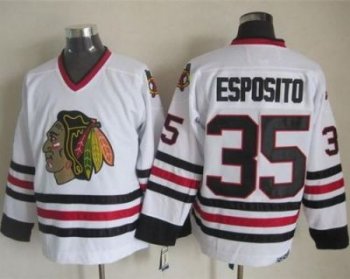 Chicago Blackhawks #35 Tony Esposito White CCM Throwback Stitched NHL Jersey