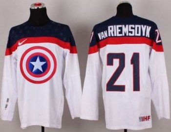 Olympic Team USA #21 James van Riemsdyk White Captain America Fashion Stitched NHL Jersey