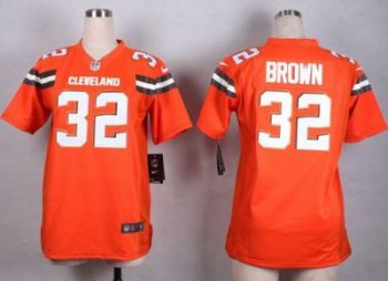 Women's Nike Cleveland Browns #32 Jim Brown Orange Stitched NFL Jersey