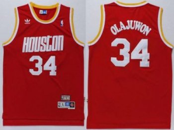 Houston Rockets #34 Hakeem Olajuwon Red Throwback Stitched NBA Jersey