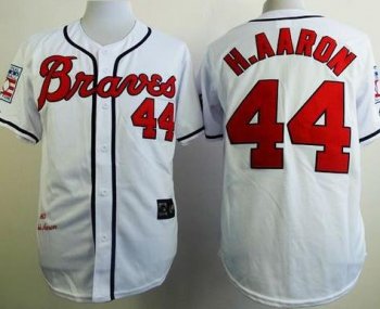 Atlanta Braves #44 Hank Aaron White Mitchell And Ness 1963 Stitched Baseball Jersey