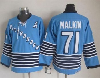 Pittsburgh Penguins #71 Evgeni Malkin Light Blue CCM Throwback Stitched NHL Jersey