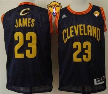 Cavaliers #23 LeBron James Navy Blue Throwback The Finals Patch Stitched NBA Jersey