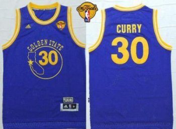 Warriors #30 Stephen Curry Blue New Throwback The Finals Patch Stitched NBA Jersey