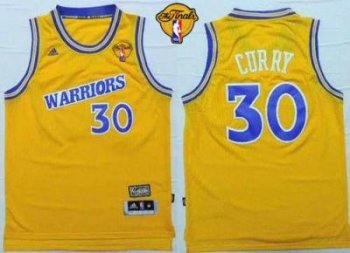 Warriors #30 Stephen Curry Gold Throwback The Finals Patch Stitched NBA Jersey