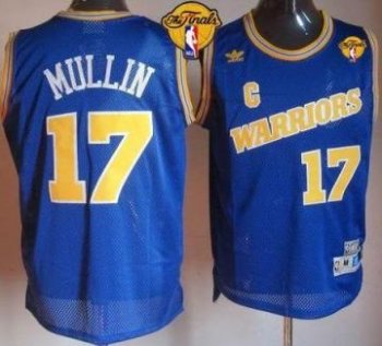 Warriors #17 Chris Mullin Blue Throwback The Finals Patch Stitched NBA Jersey