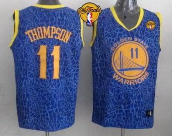 Warriors #11 Klay Thompson Blue Crazy Light The Finals Patch Stitched NBA Jersey