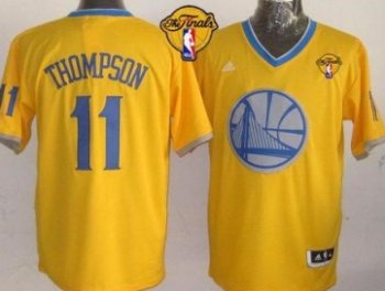 Warriors #11 Klay Thompson Gold 2013 Christmas Day Swingman The Finals Patch Stitched NBA Jersey