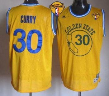 Warriors #30 Stephen Curry Gold New Throwback The Finals Patch Stitched NBA Jersey