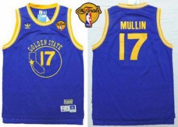 Warriors #17 Chris Mullin Blue New Throwback The Finals Patch Stitched NBA Jersey