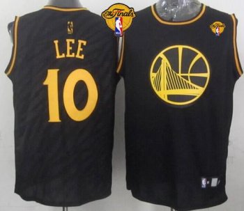 Warriors #10 David Lee Black Precious Metals Fashion The Finals Patch Stitched NBA Jersey