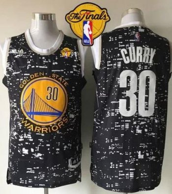 Warriors #30 Stephen Curry Black City Light The Finals Patch Stitched NBA Jersey