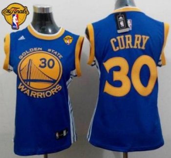 Women's Warriors #30 Stephen Curry Blue The Finals Patch Road Stitched NBA Jersey