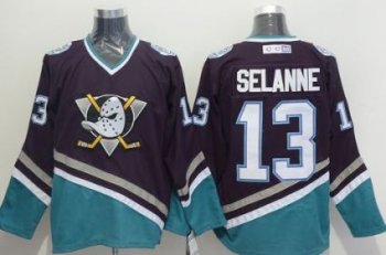 Anaheim Ducks #13 Teemu Selanne Purple Turquoise CCM Throwback Stitched NHL Jersey