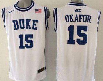 Duke Blue Devils #15 Jahlil Okafor White Basketball Stitched NCAA Jersey