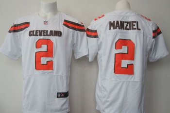 Nike Cleveland Browns #2 Johnny Manziel White Men's Stitched NFL Elite Jersey