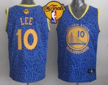 Warriors #10 David Lee Blue Crazy Light The Finals Patch Stitched NBA Jersey