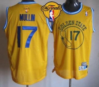 Warriors #17 Chris Mullin Gold Throwback The Finals Patch Stitched NBA Jersey