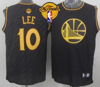 Warriors #10 David Lee Black Precious Metals Fashion The Finals Patch Stitched NBA Jersey