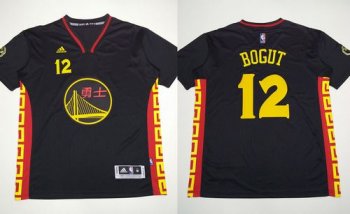 Warriors #12 Andrew Bogut Black Slate Chinese New Year Stitched NBA Jersey