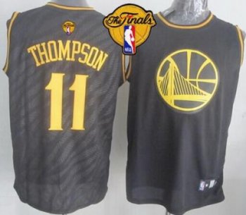 Warriors #11 Klay Thompson Black Precious Metals Fashion The Finals Patch Stitched NBA Jersey