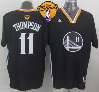 Warriors #11 Klay Thompson New Black Alternate The Finals Patch Stitched NBA Jersey