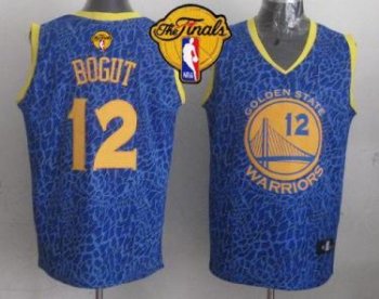 Warriors #12 Andrew Bogut Blue Crazy Light The Finals Patch Stitched NBA Jersey