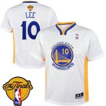 Warriors #10 David Lee White Alternate The Finals Patch Stitched Revolution 30 NBA Jersey