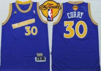 Warriors #30 Stephen Curry Blue Throwback The Finals Patch Stitched NBA Jersey