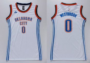 Women's Thunder #0 Russell Westbrook White Dress Stitched NBA Jersey