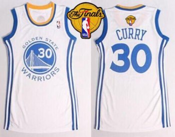 Women's Warriors #30 Stephen Curry White The Finals Patch Dress Stitched NBA Jersey