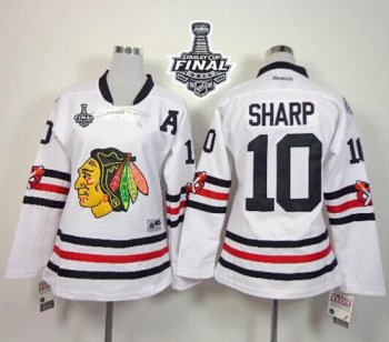 Women's Blackhawks #10 Patrick Sharp White 2015 Winter Classic 2015 Stanley Cup Stitched NHL Jersey