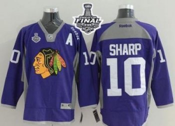 Blackhawks #10 Patrick Sharp Purple Practice 2015 Stanley Cup Stitched NHL Jersey