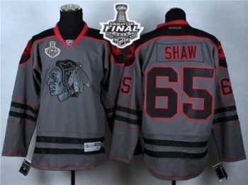 Blackhawks #65 Andrew Shaw Charcoal Cross Check Fashion 2015 Stanley Cup Stitched NHL Jersey